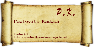 Paulovits Kadosa névjegykártya